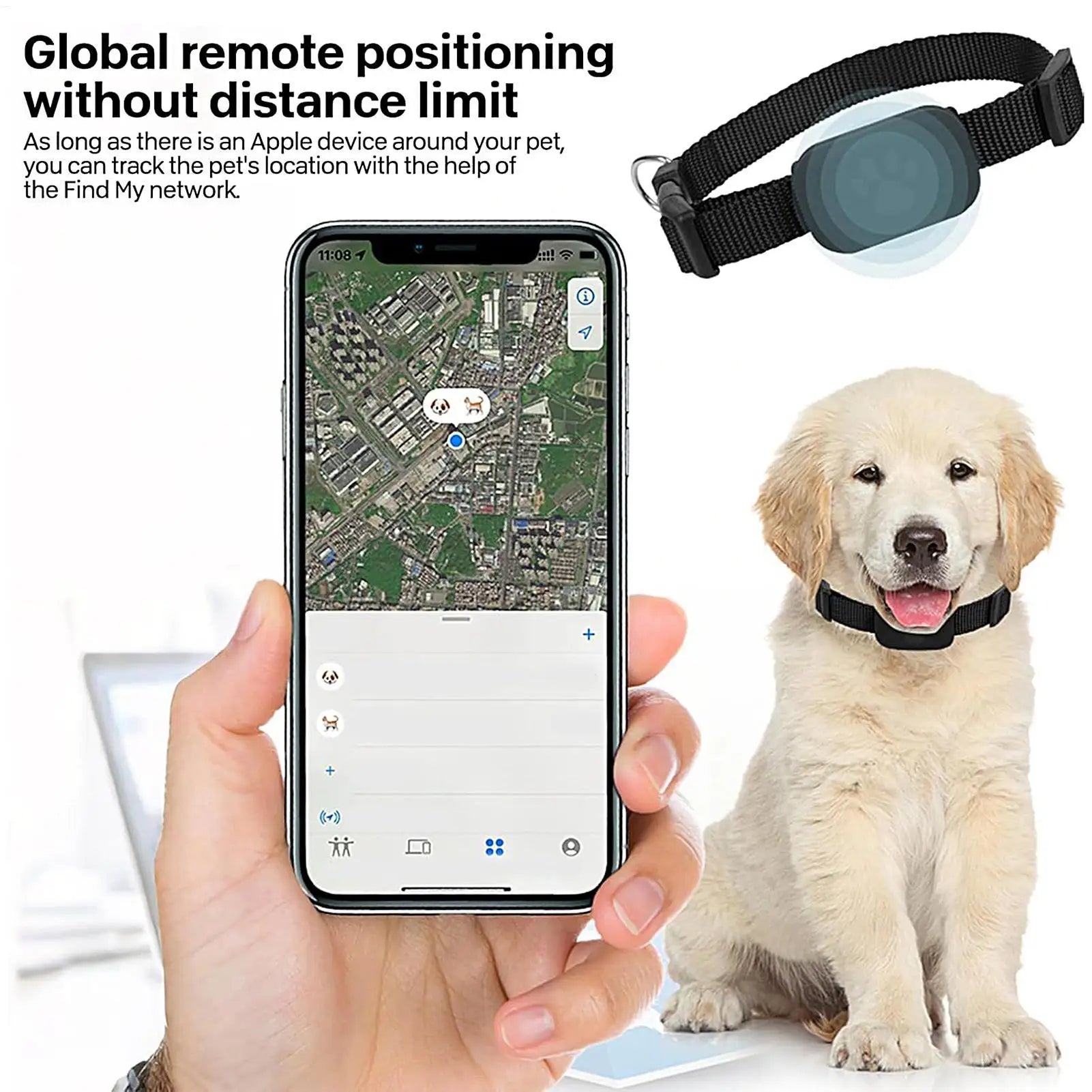 Pupramix Global Dog GPS Tracker with Apple Find My Network Integration