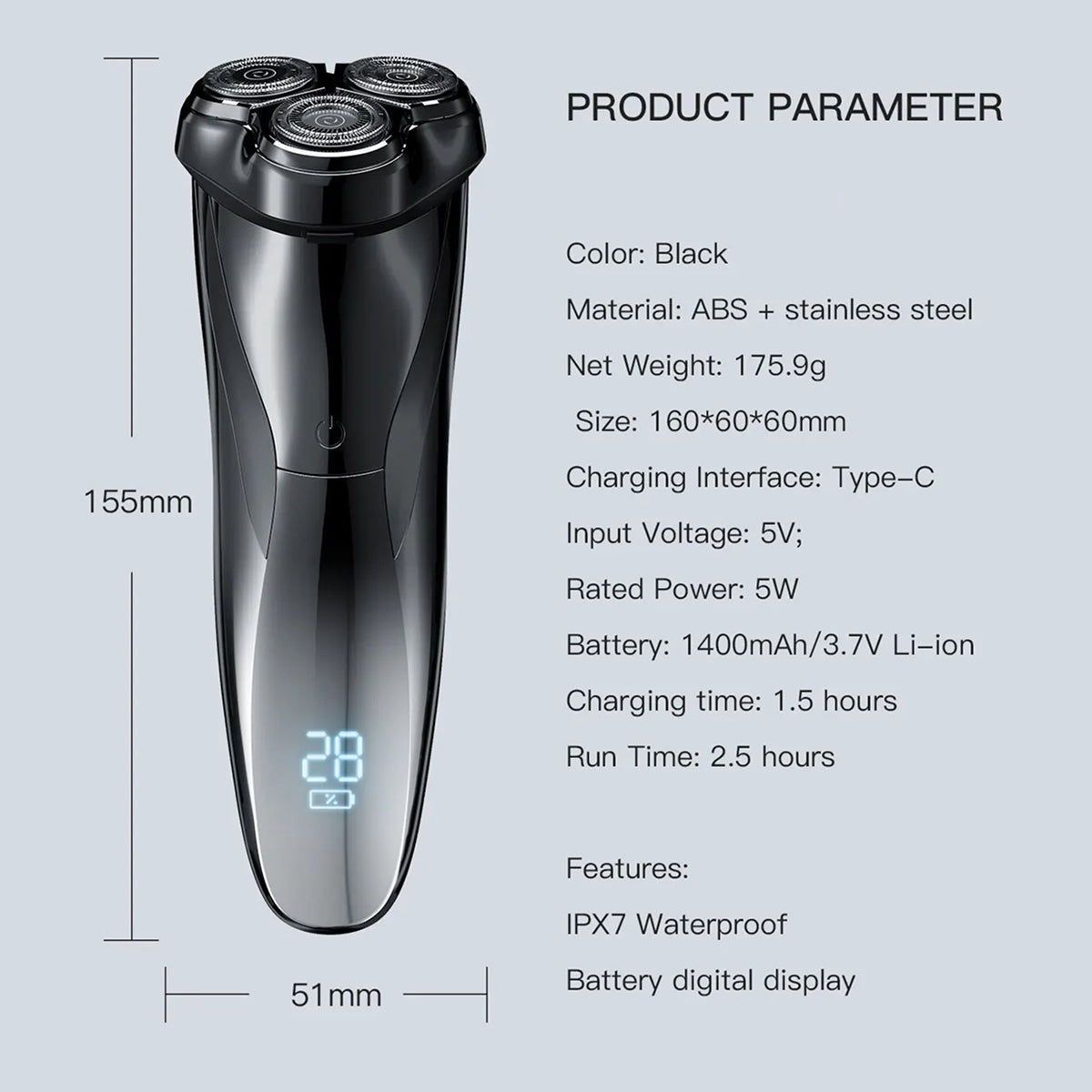 RaZorxus Electric Shaver for Men | IPX7 Waterproof Wet/Dry Shave
